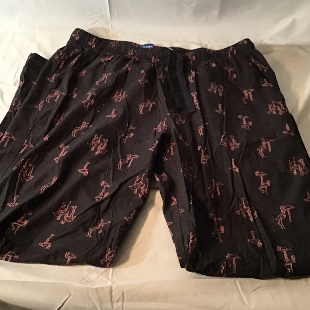 Old Navy Men's Black Joggers with Pink Pattern